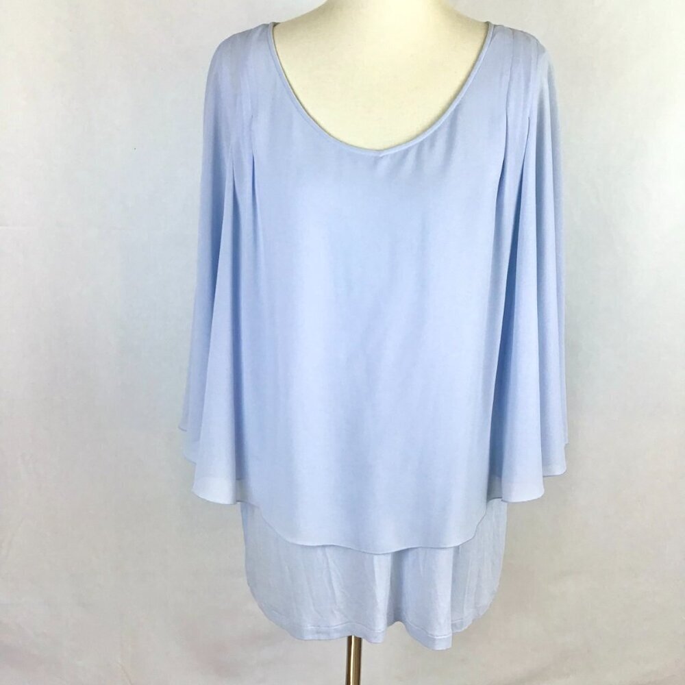 Soft Surroundings Pastel Blue Top Flowy Boho Flutter Sleeves Poncho Style 1X